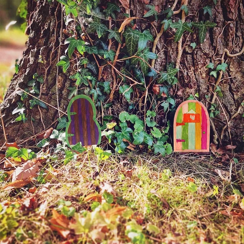 Cinvo 24 Pcs Wooden Fairy Doors Kit - Unfinished Miniature DIY Craft Doors with 6 Styles, Natural Wood Elf Door Blanks for Fairy Garden Decor, Christmas Crafts, Mini House Accessories - Image 4
